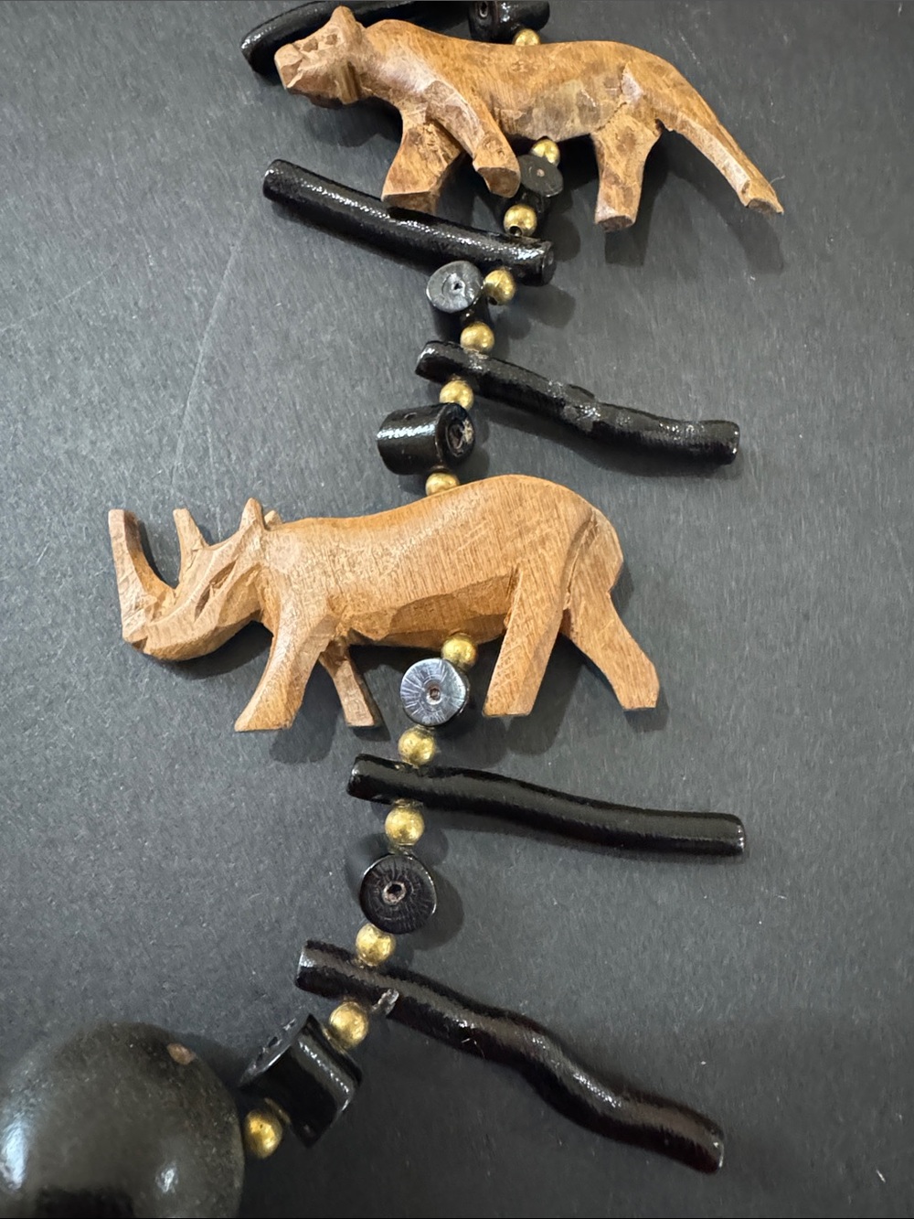 Vintage African Safari Animal Wood Necklace - Picture 7 of 12